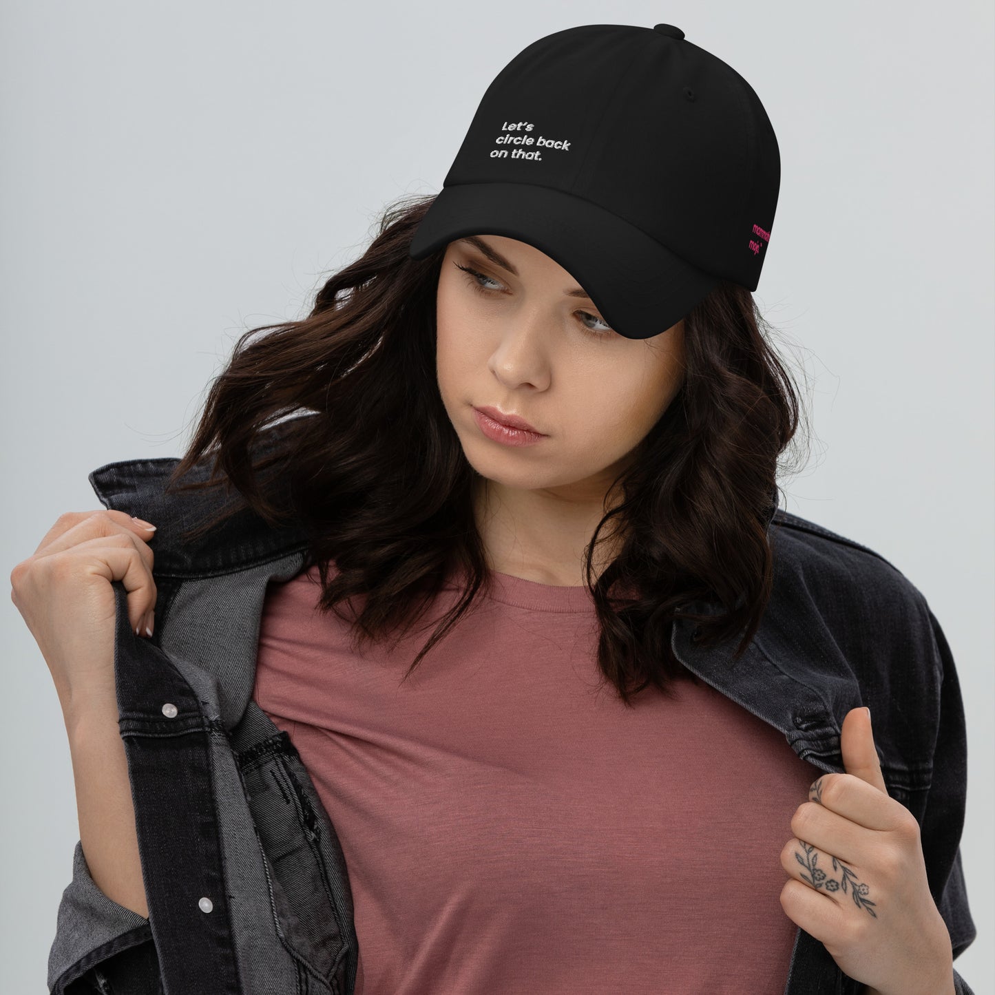 "Let's circle back on that." Dad hat - Black edition. - Mammoth Mojo