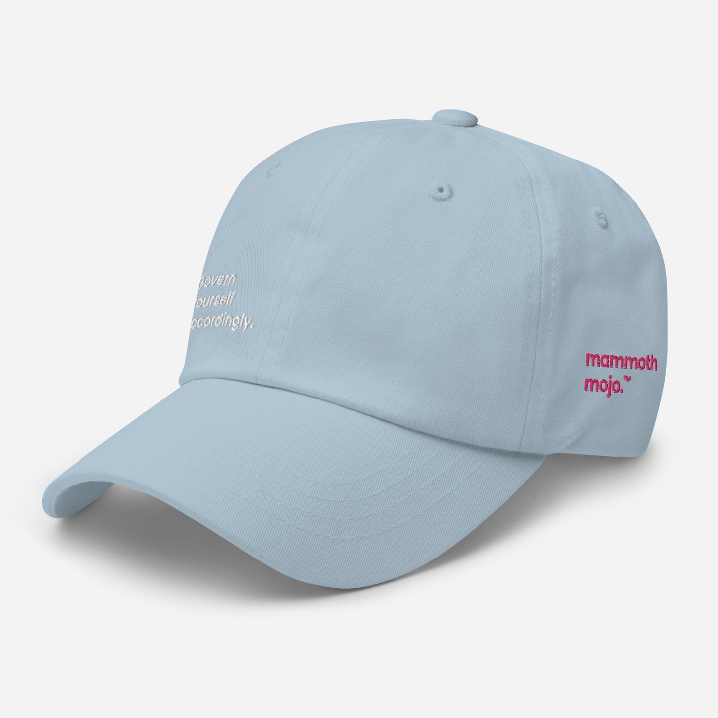 "Govern yourself accordingly." Dad Hat — Light Blue Edition. - Mammoth Mojo