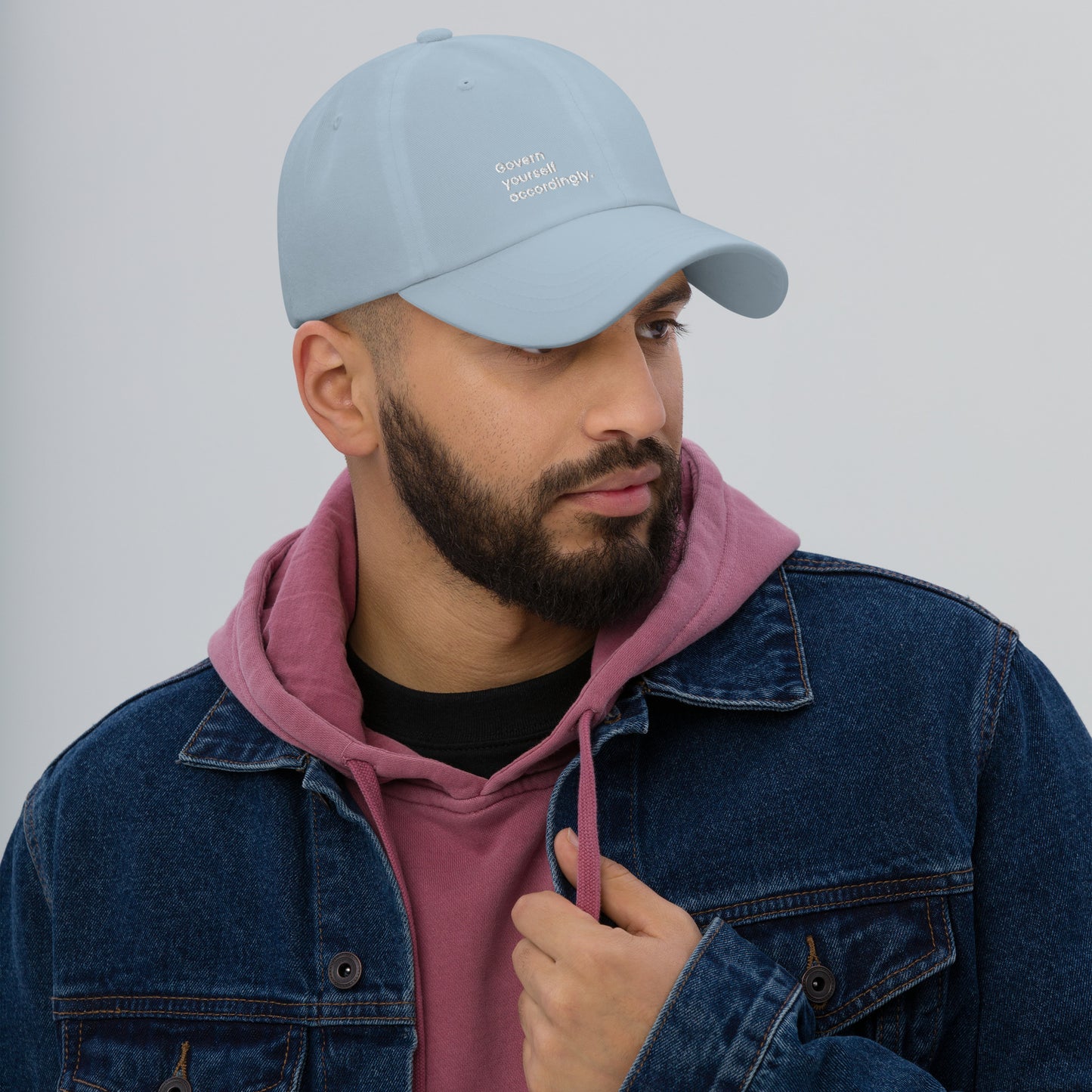 "Govern yourself accordingly." Dad Hat — Light Blue Edition. - Mammoth Mojo