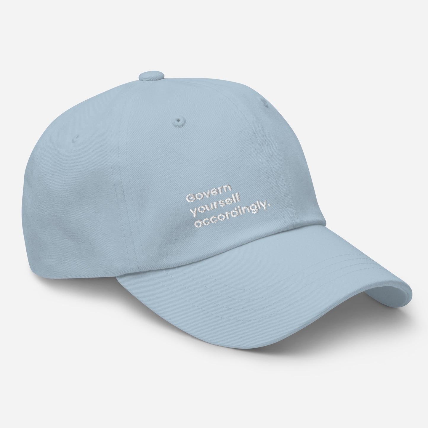 "Govern yourself accordingly." Dad Hat — Light Blue Edition. - Mammoth Mojo